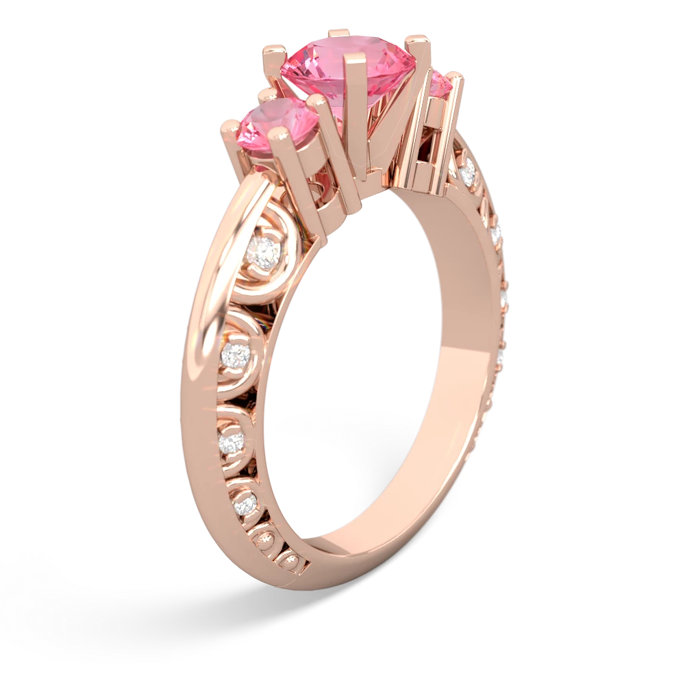 Lab Pink Sapphire Art Deco Eternal Embrace Engagement 14K Rose Gold ring C2003