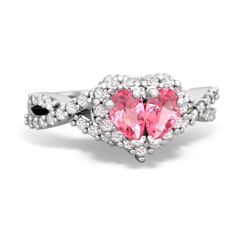 Lab Pink Sapphire Diamond Twist 'One Heart' 14K White Gold ring R2640HRT