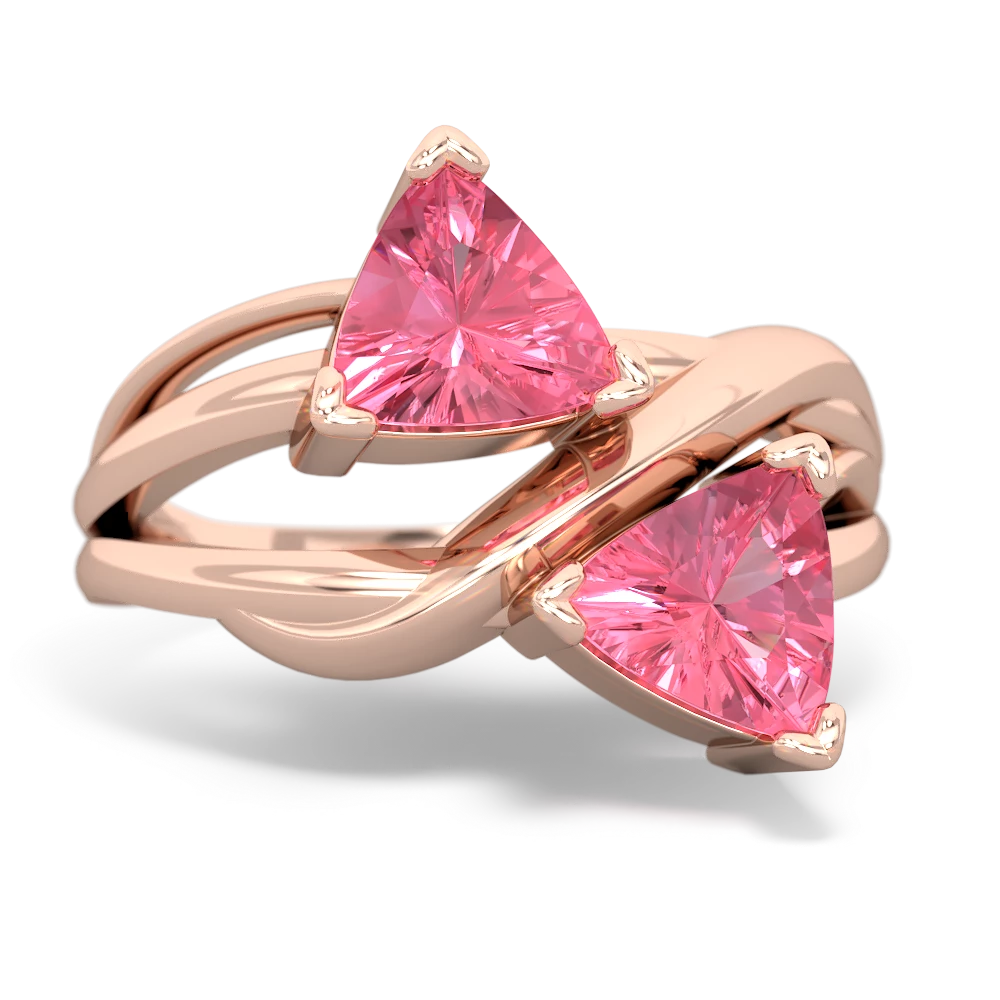 Lab Pink Sapphire Split Band Swirl 14K Rose Gold ring R2341