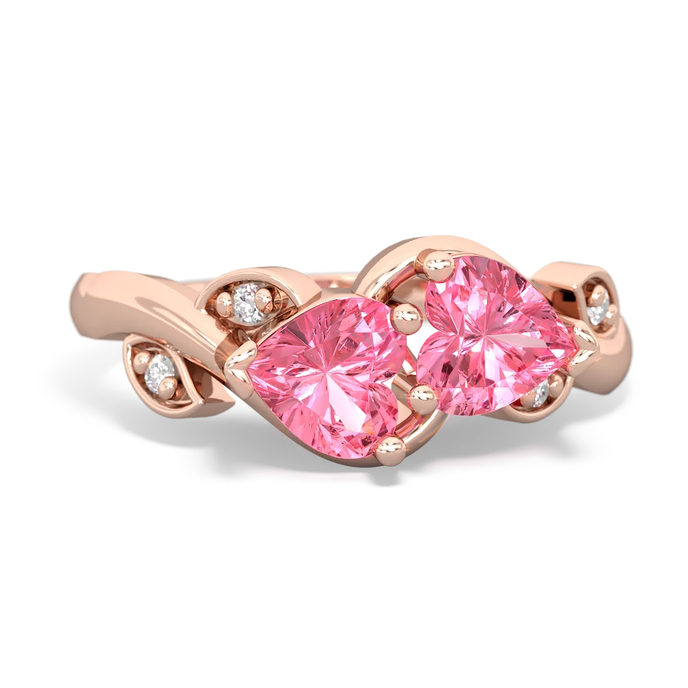 Lab Pink Sapphire Floral Elegance 14K Rose Gold ring R5790