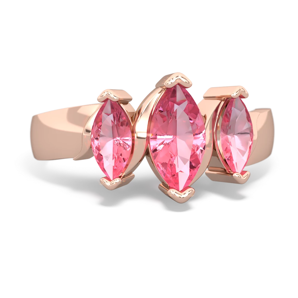 Pink Tourmaline Three Peeks 14K Rose Gold ring R2433