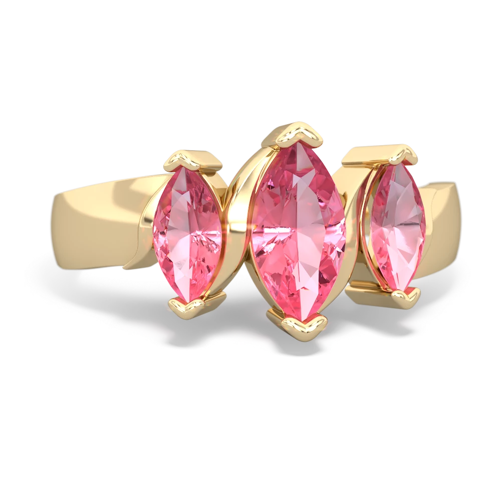 Lab Pink Sapphire Three Peeks 14K Yellow Gold ring R2433