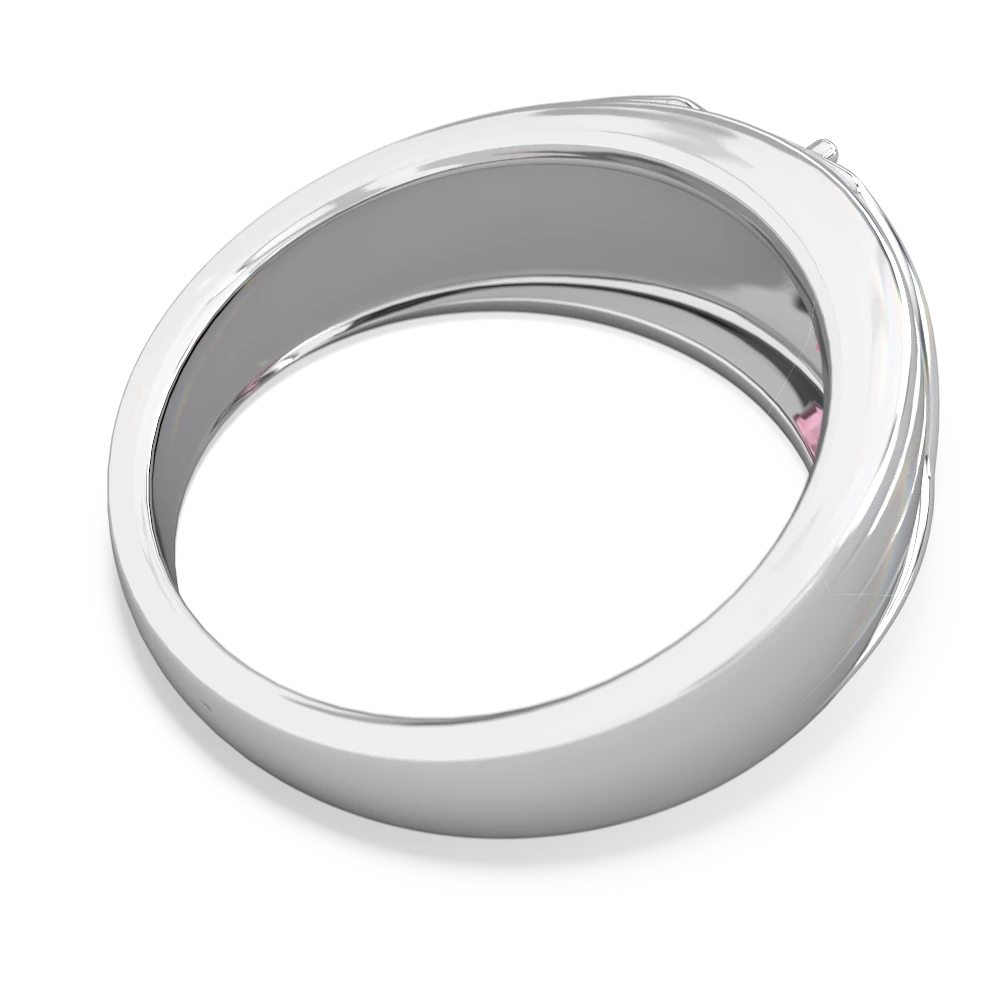 Lab Pink Sapphire Men's Streamline 14K White Gold ring R0460