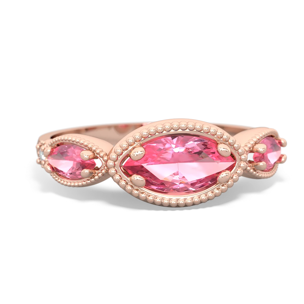 Lab Ruby Milgrain Marquise 14K Rose Gold ring R5700