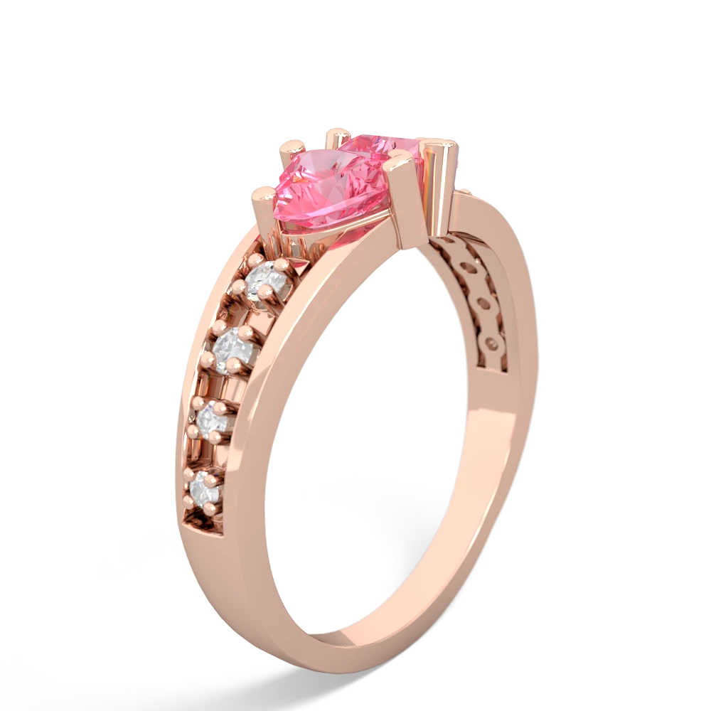 Lab Pink Sapphire Heart To Heart 14K Rose Gold ring R3342