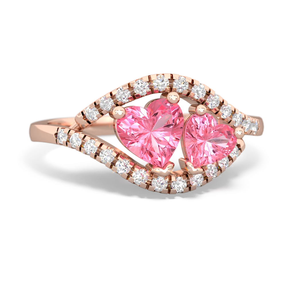 Lab Pink Sapphire Mother And Child 14K Rose Gold ring R3010