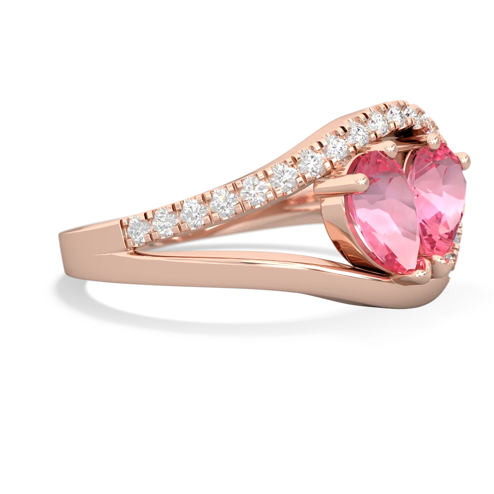 Lab Pink Sapphire Nestled Heart Keepsake 14K Rose Gold ring R5650