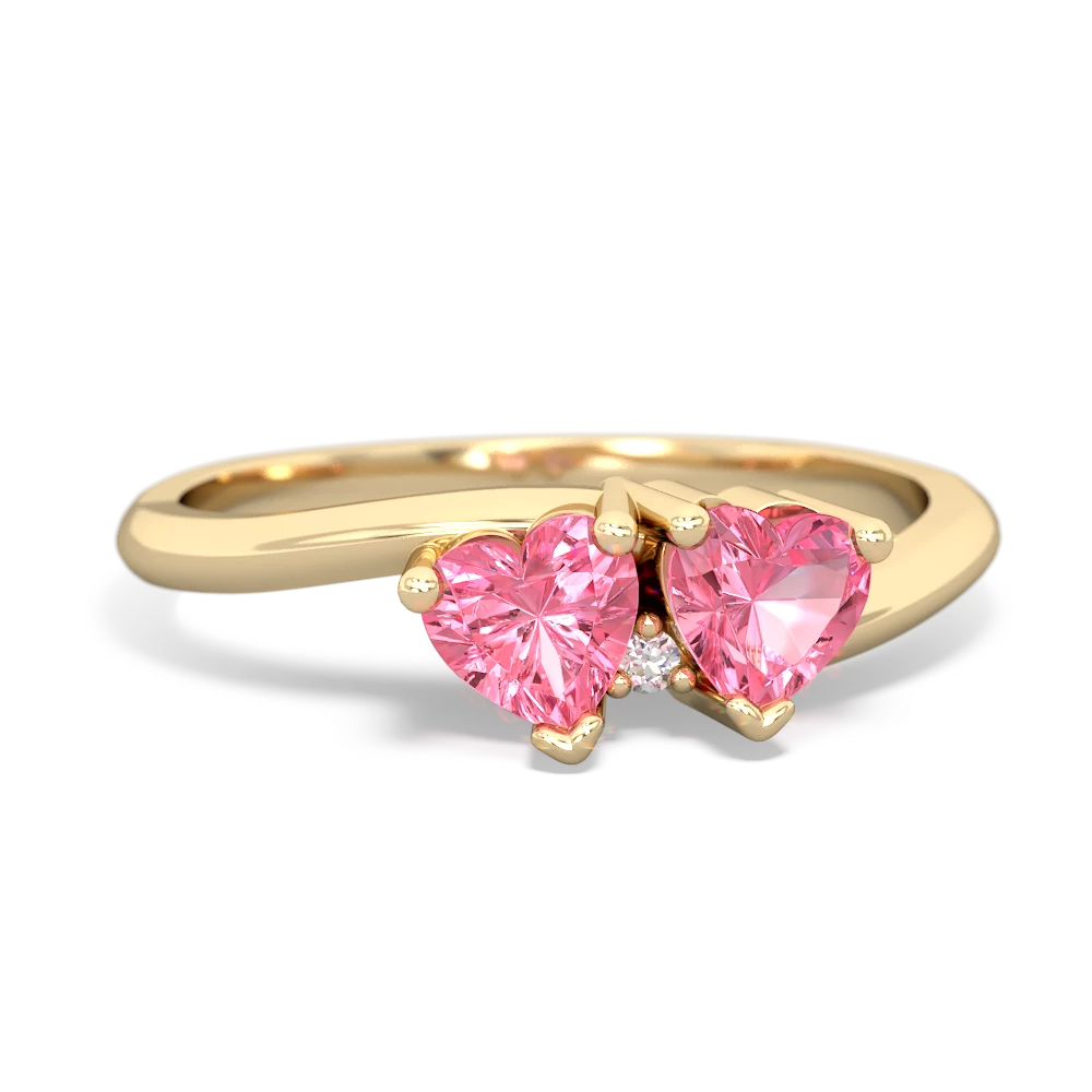 Lab Pink Sapphire Sweethearts 14K Yellow Gold ring R5260