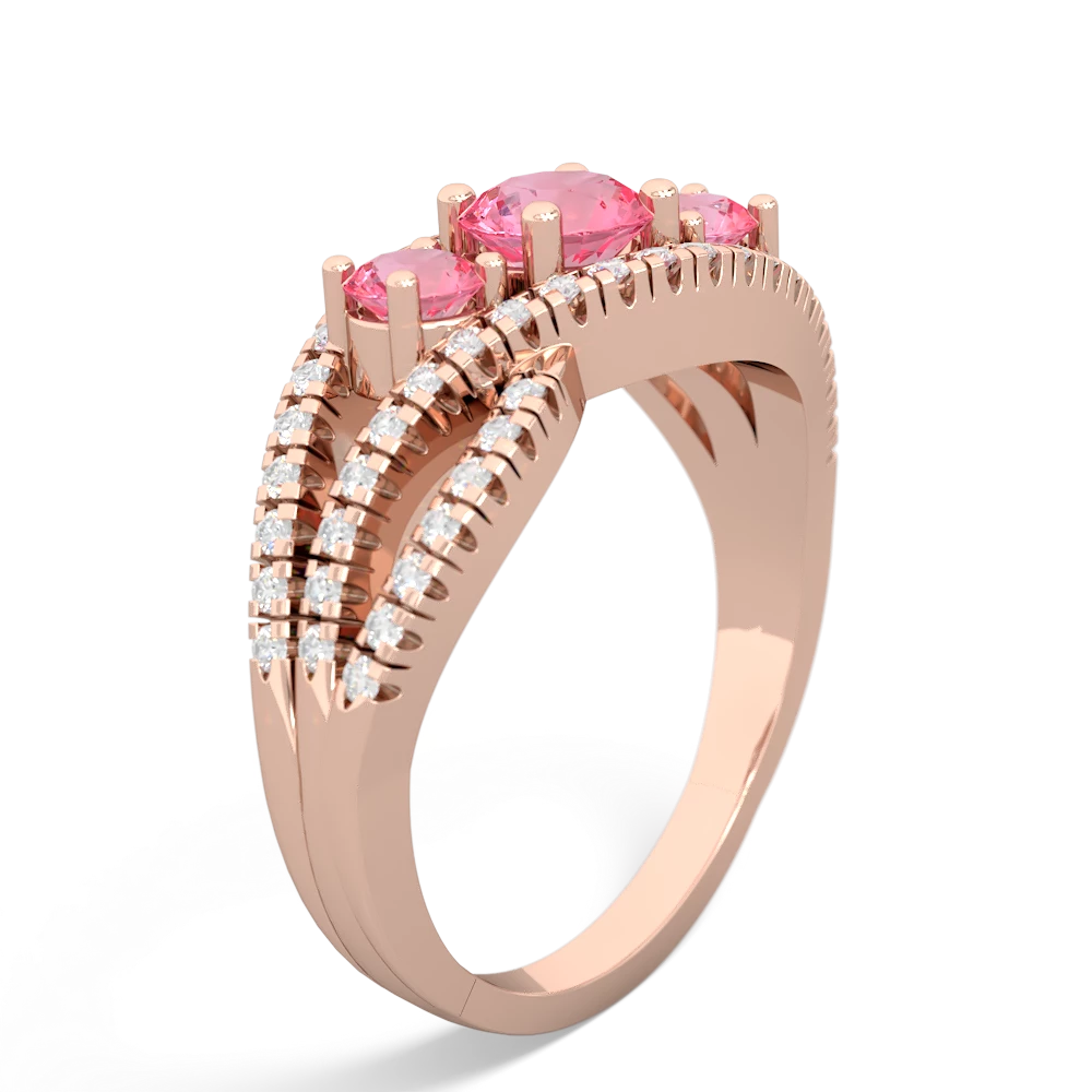 Smoky Quartz Three Stone Aurora 14K Rose Gold ring R3080