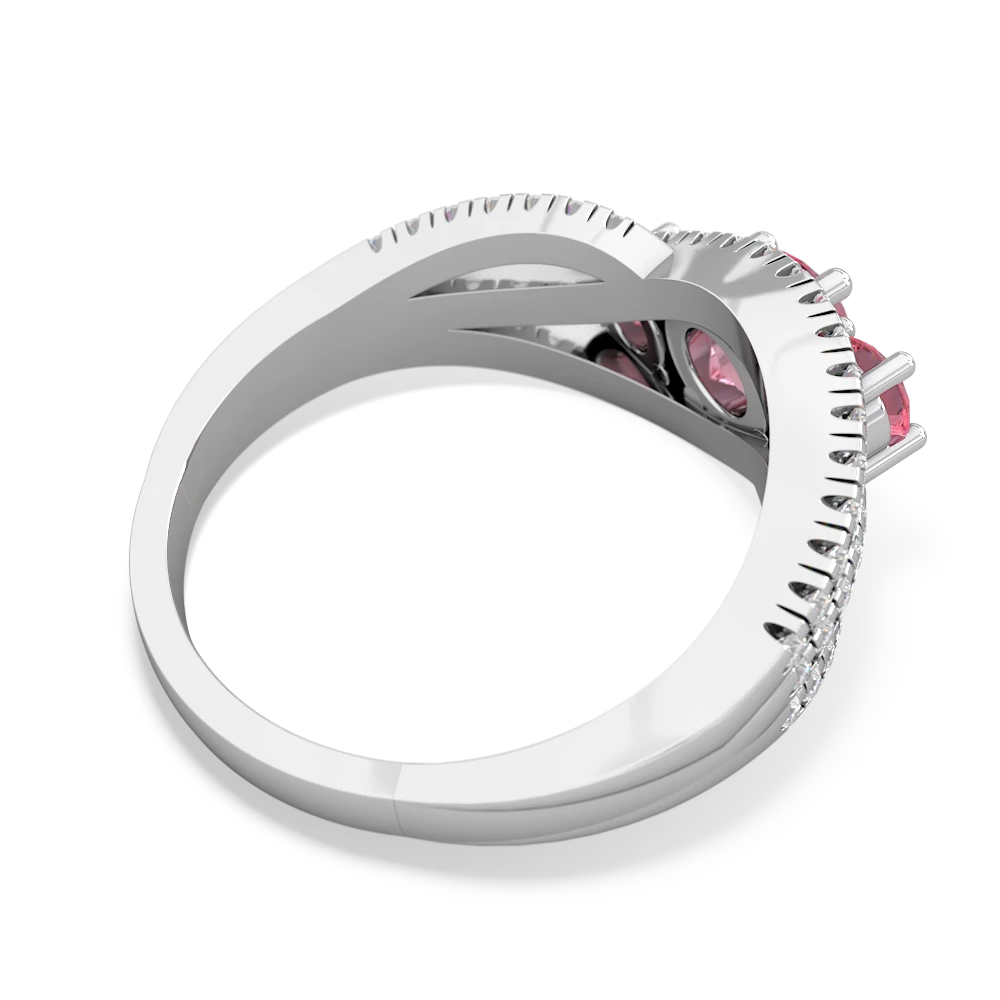 Lab Ruby Three Stone Aurora 14K White Gold ring R3080