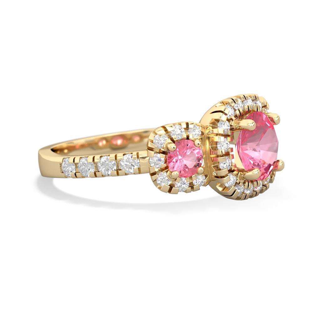 Pink Tourmaline Regal Halo 14K Yellow Gold ring R5350