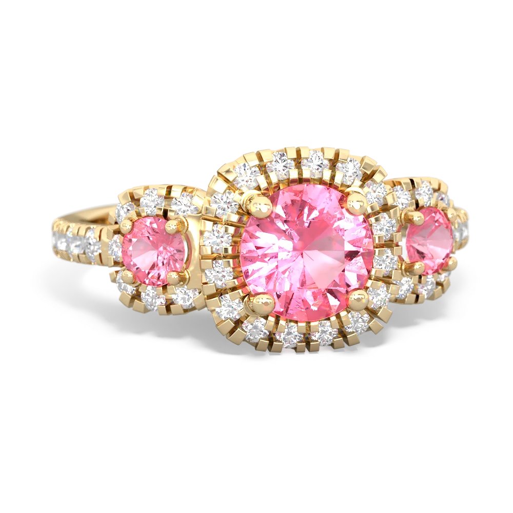 Pink Tourmaline Regal Halo 14K Yellow Gold ring R5350