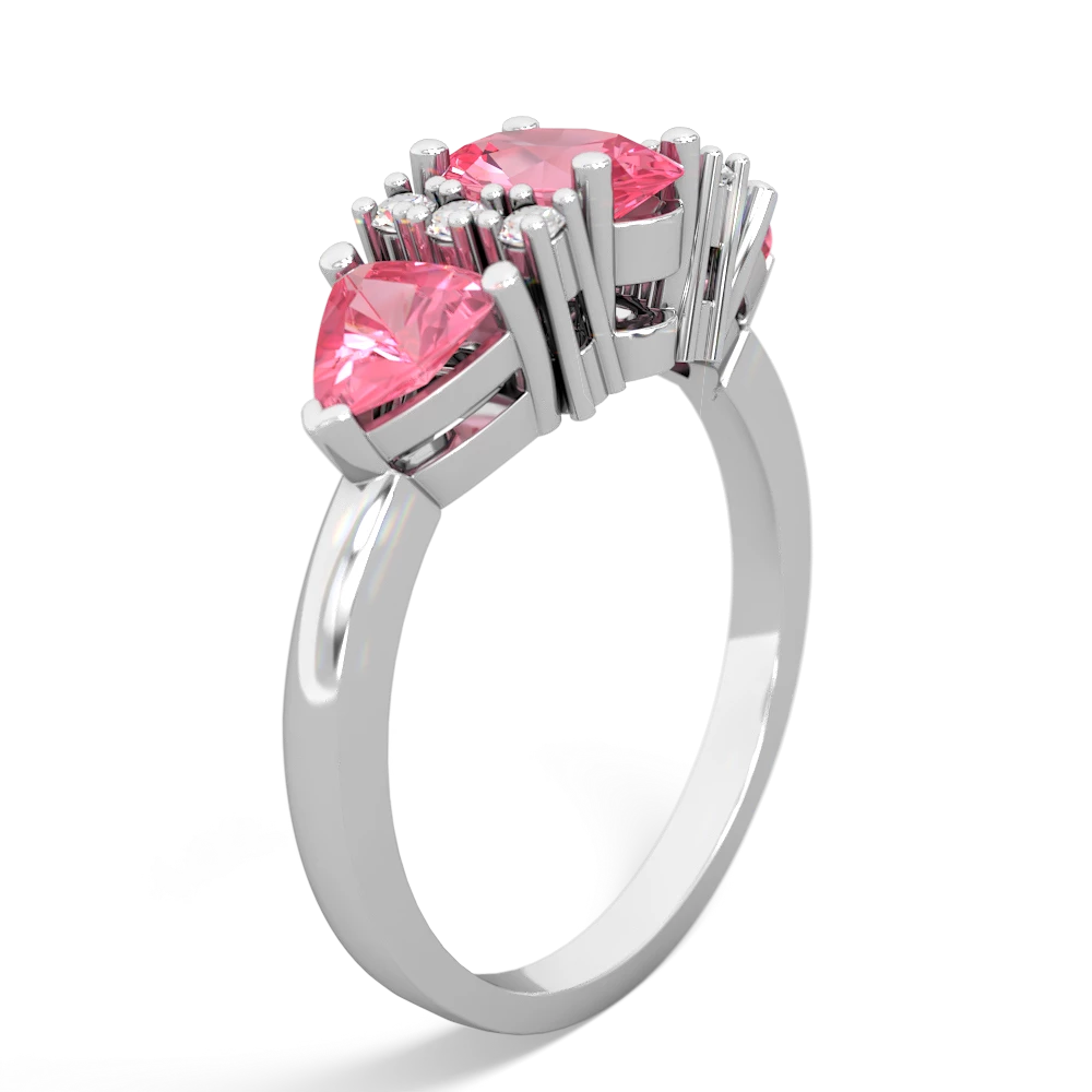 Pink Tourmaline Antique Style Three Stone 14K White Gold ring R2186