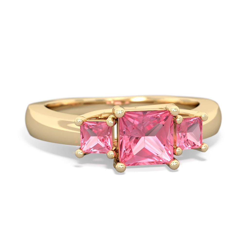 Ruby Three Stone Trellis 14K Yellow Gold ring R4015