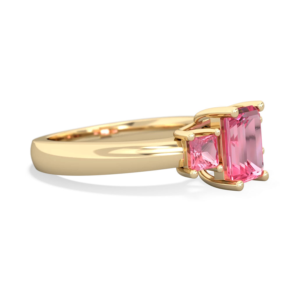 Amethyst Three Stone Emerald-Cut Trellis 14K Yellow Gold ring R4021