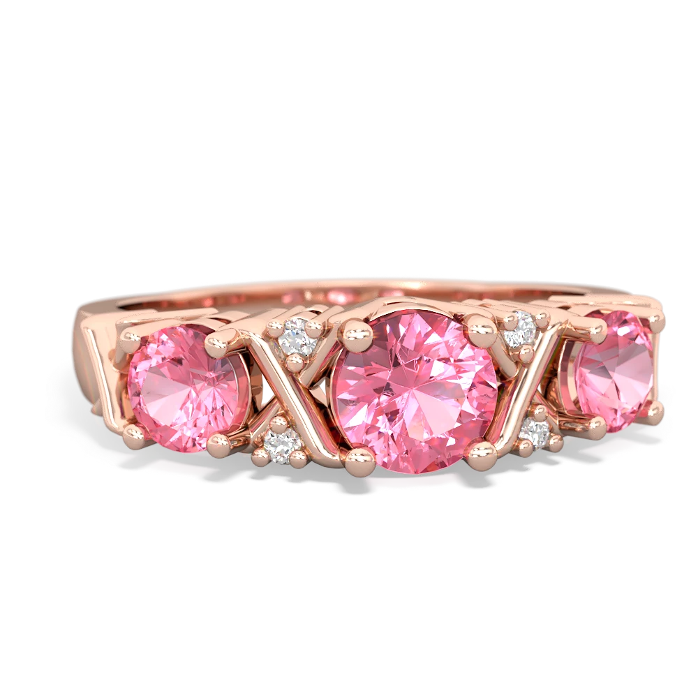 Lab Sapphire Hugs And Kisses 14K Rose Gold ring R5016