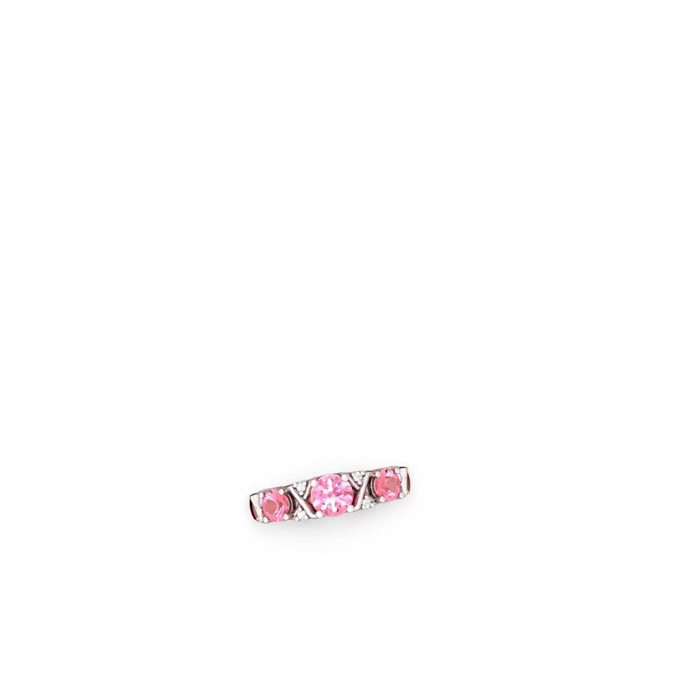 Lab Ruby Hugs And Kisses 14K White Gold ring R5016