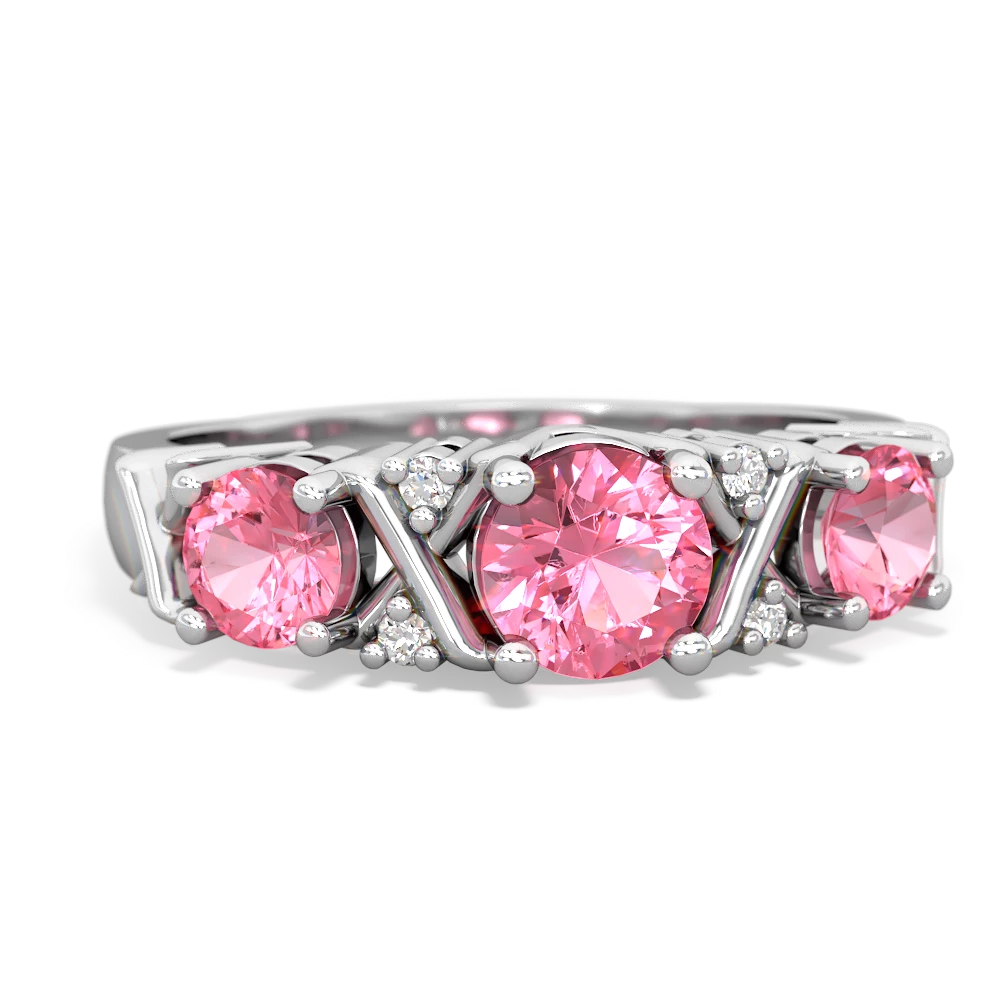 Lab Ruby Hugs And Kisses 14K White Gold ring R5016