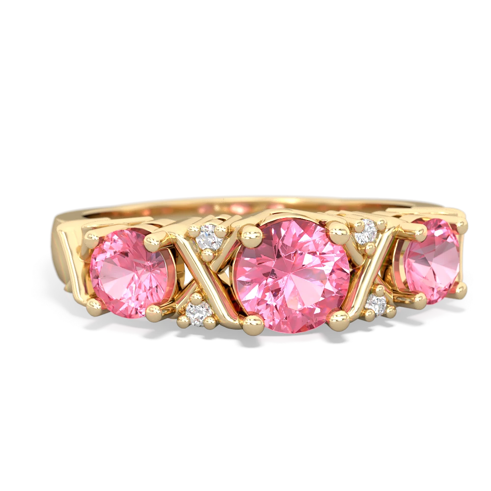 Pink Tourmaline Hugs And Kisses 14K Yellow Gold ring R5016