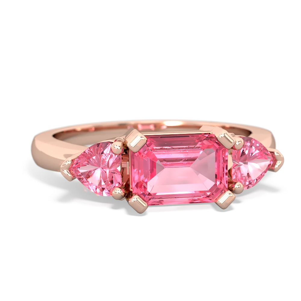 Pink Tourmaline Three Stone 14K Rose Gold ring R5235