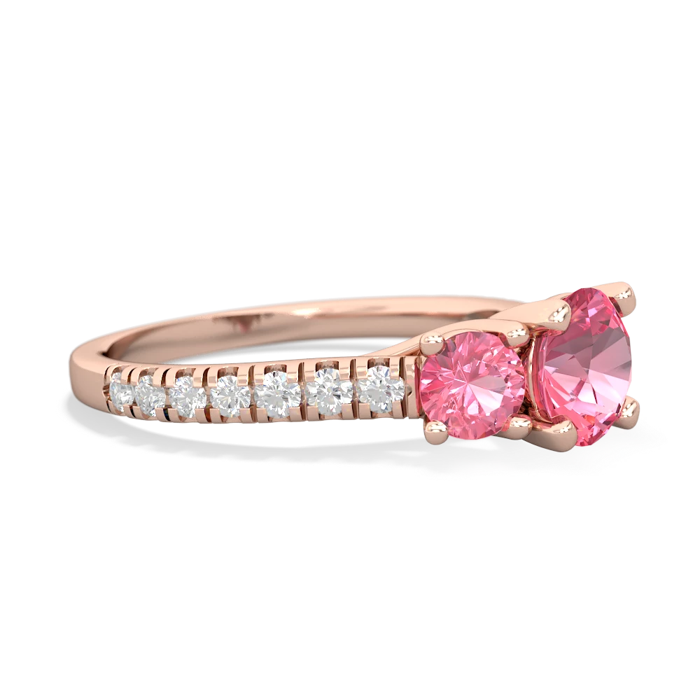 Lab Pink Sapphire Pave Trellis 14K Rose Gold ring R5500