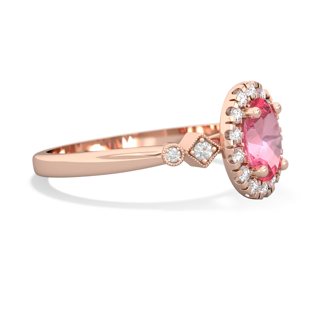 Lab Pink Sapphire Antique-Style Halo 14K Rose Gold ring R5720