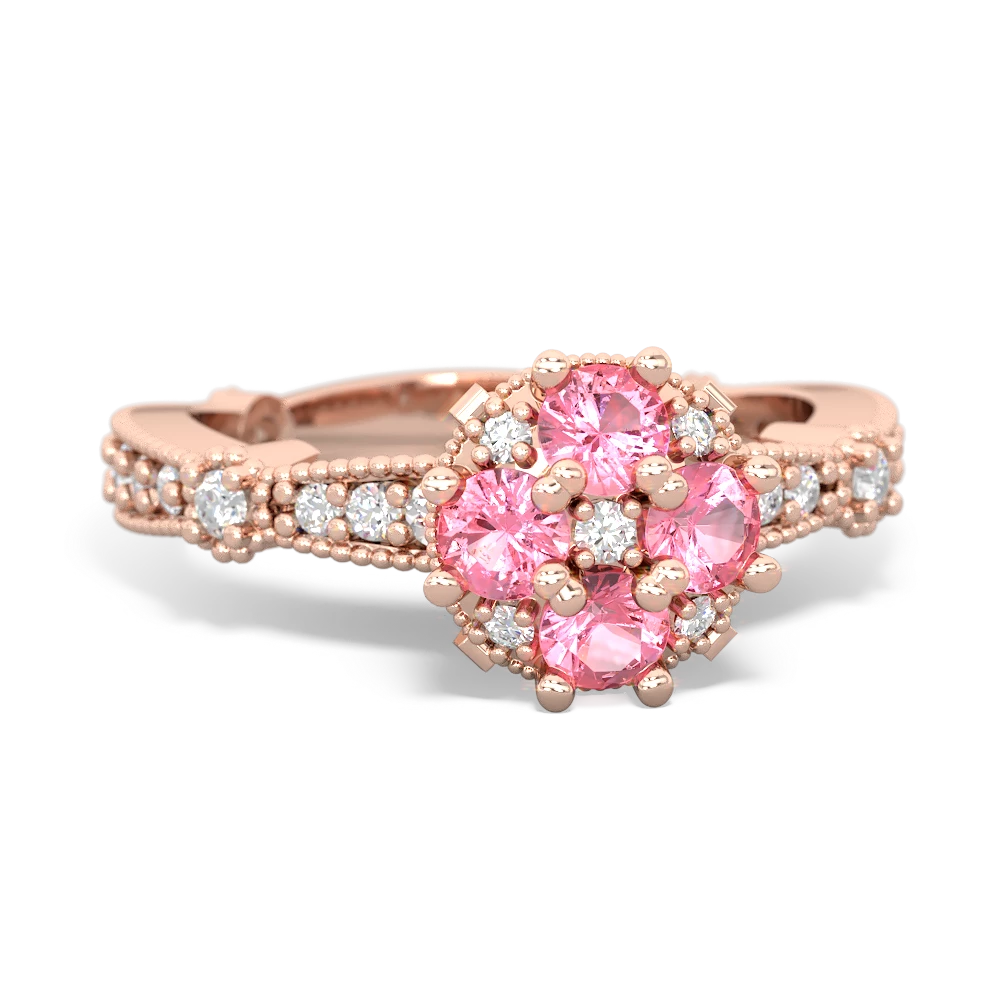 Lab Pink Sapphire Sparkling Tiara Cluster 14K Rose Gold ring R26293RD