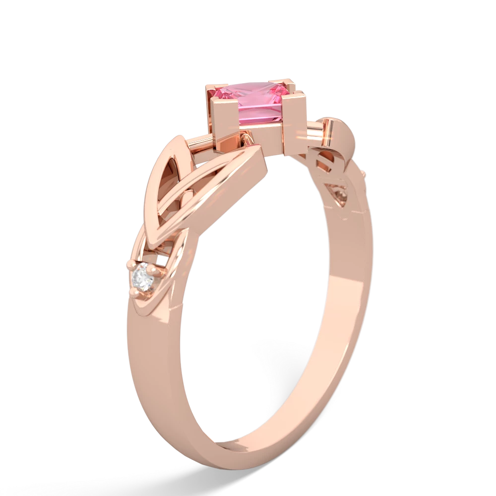 Lab Pink Sapphire Celtic Knot Princess 14K Rose Gold ring R3349