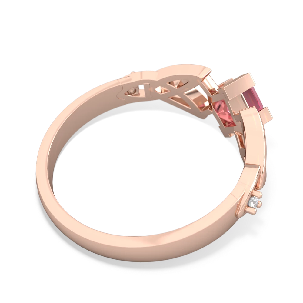 Lab Pink Sapphire Celtic Knot Princess 14K Rose Gold ring R3349