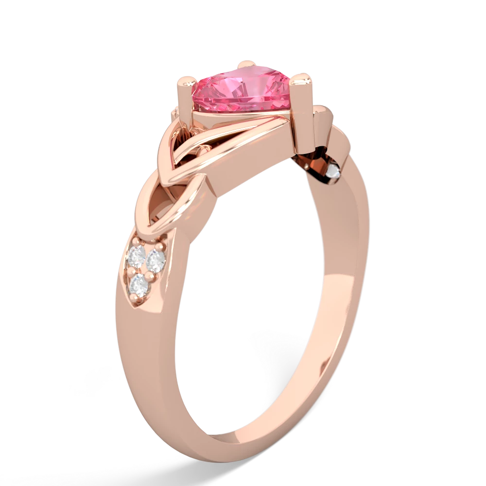 Lab Pink Sapphire Claddagh Celtic Knot Diamond 14K Rose Gold ring R5001