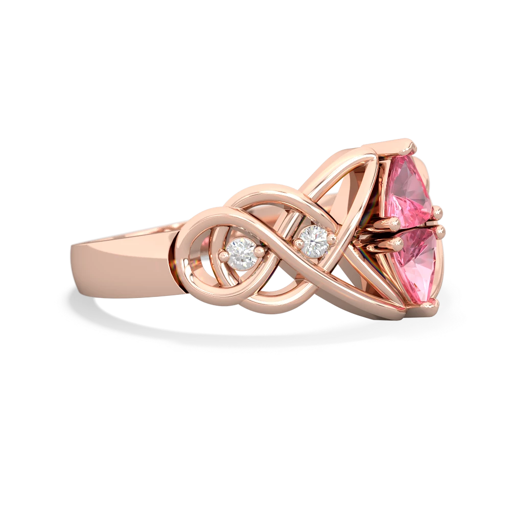 Lab Pink Sapphire Keepsake Celtic Knot 14K Rose Gold ring R5300