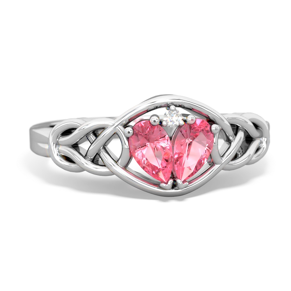 Lab Pink Sapphire Celtic Love Knot 14K White Gold ring R5420