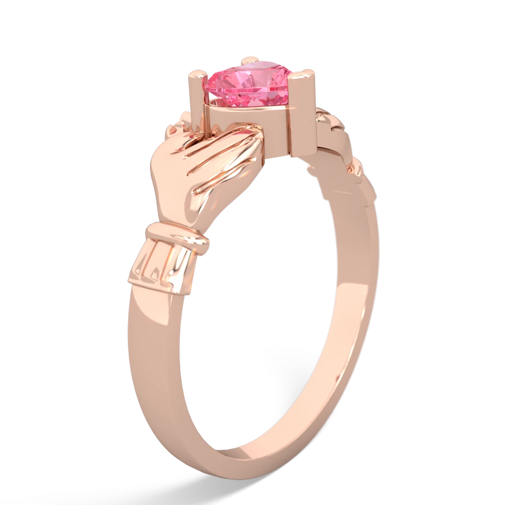 Lab Pink Sapphire Claddagh 14K Rose Gold ring R2370