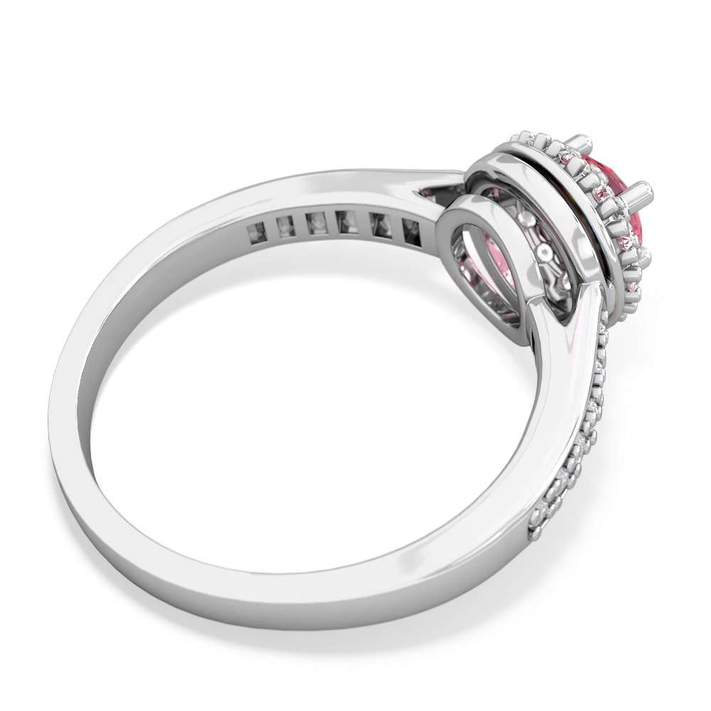 Lab Pink Sapphire Diamond Halo 14K White Gold ring R5370