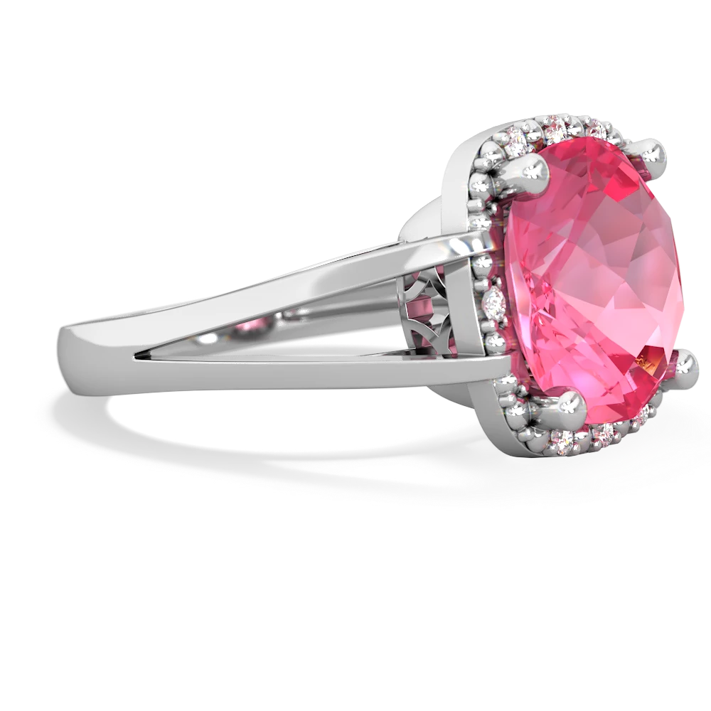 Lab Pink Sapphire Art Deco Cocktail 14K White Gold ring R2498