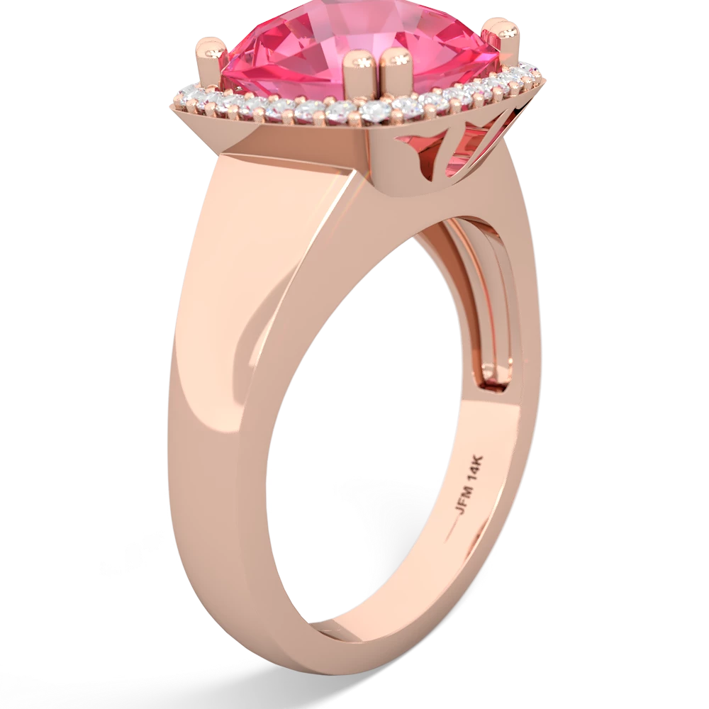 Lab Pink Sapphire Halo Cocktail 14K Rose Gold ring R2544