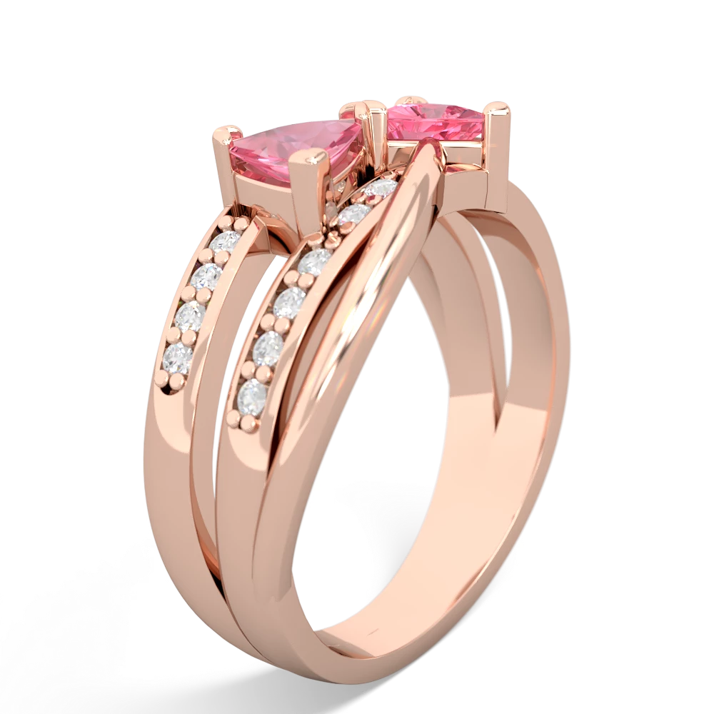 Lab Pink Sapphire Bowtie 14K Rose Gold ring R2360