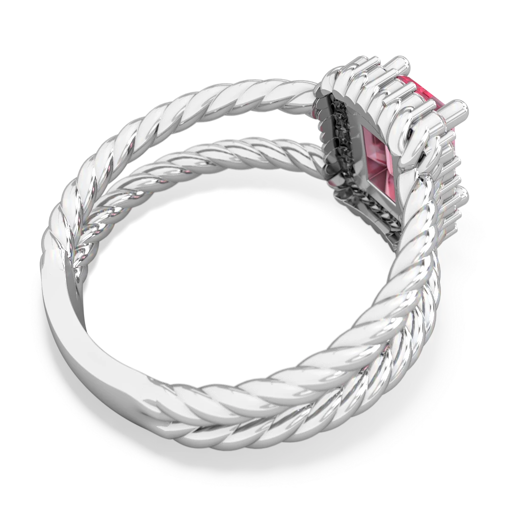 Lab Pink Sapphire Rope Split Band 14K White Gold ring R2628