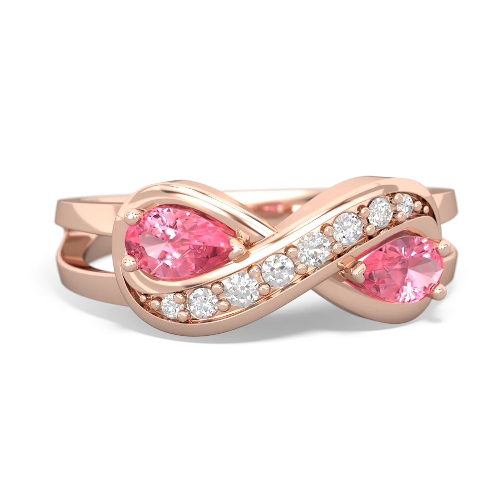 Lab Pink Sapphire Diamond Infinity 14K Rose Gold ring R5390