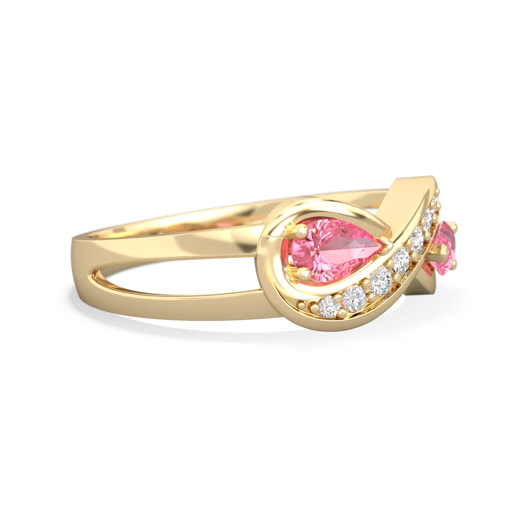 Lab Pink Sapphire Diamond Infinity 14K Yellow Gold ring R5390