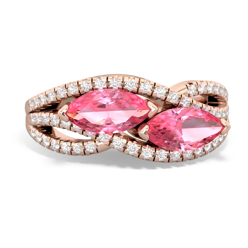 Lab Pink Sapphire Diamond Rivers 14K Rose Gold ring R3070