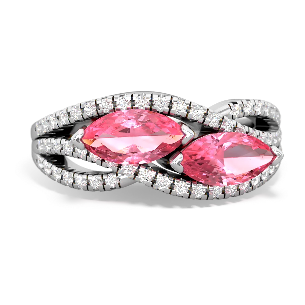 Lab Pink Sapphire Diamond Rivers 14K White Gold ring R3070