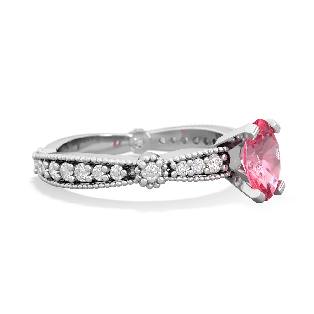 Lab Pink Sapphire Sparkling Tiara 7X5mm Oval 14K White Gold ring R26297VL