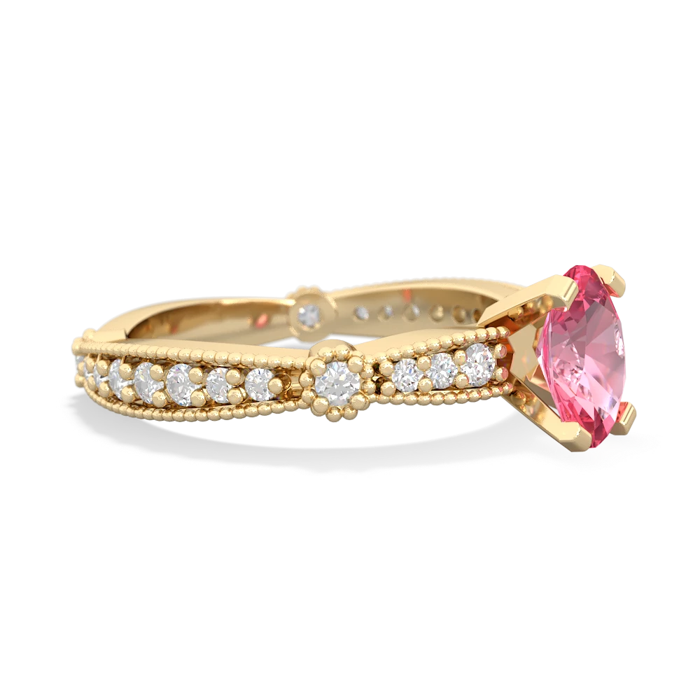 Lab Pink Sapphire Sparkling Tiara 7X5mm Oval 14K Yellow Gold ring R26297VL