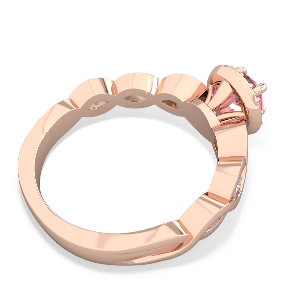 Lab Pink Sapphire Infinity Halo Engagement 14K Rose Gold ring R26315RH