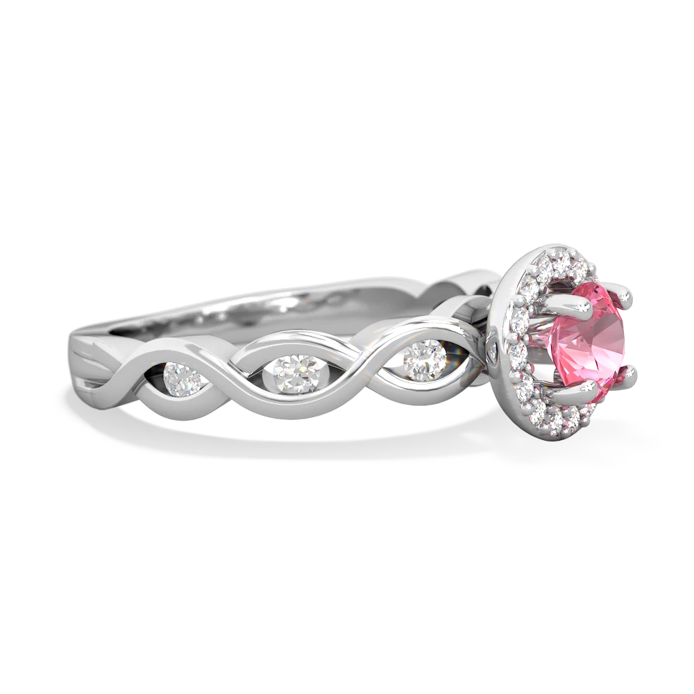 Lab Pink Sapphire Infinity Halo Engagement 14K White Gold ring R26315RH