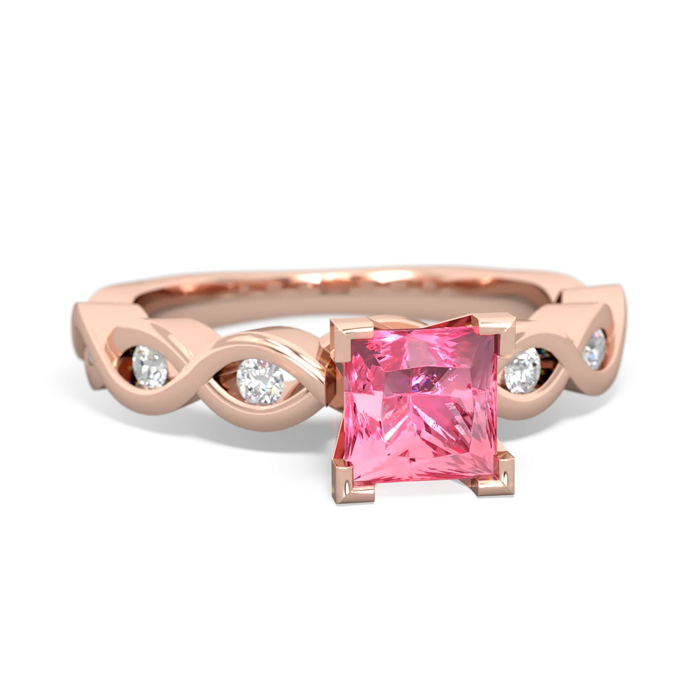 Lab Pink Sapphire Infinity 5Mm Square Engagement 14K Rose Gold ring R26315SQ