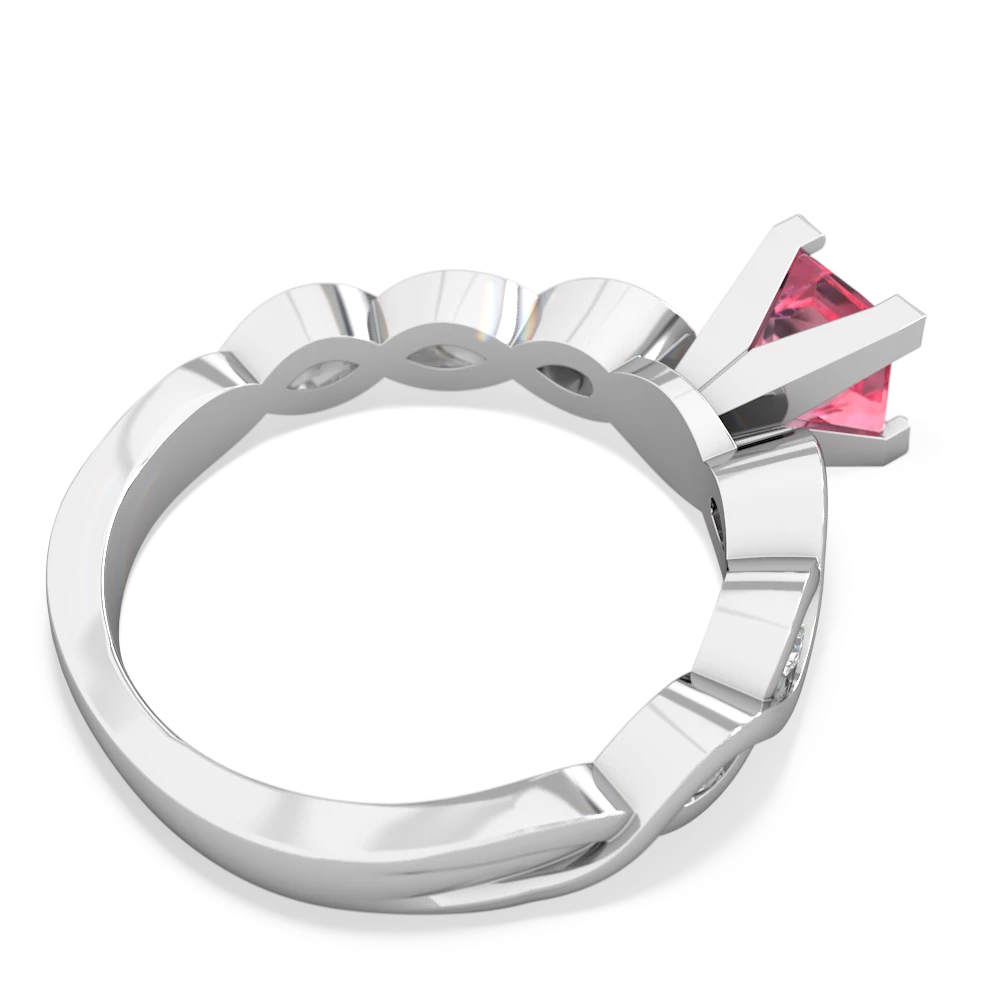 Lab Pink Sapphire Infinity 5Mm Square Engagement 14K White Gold ring R26315SQ