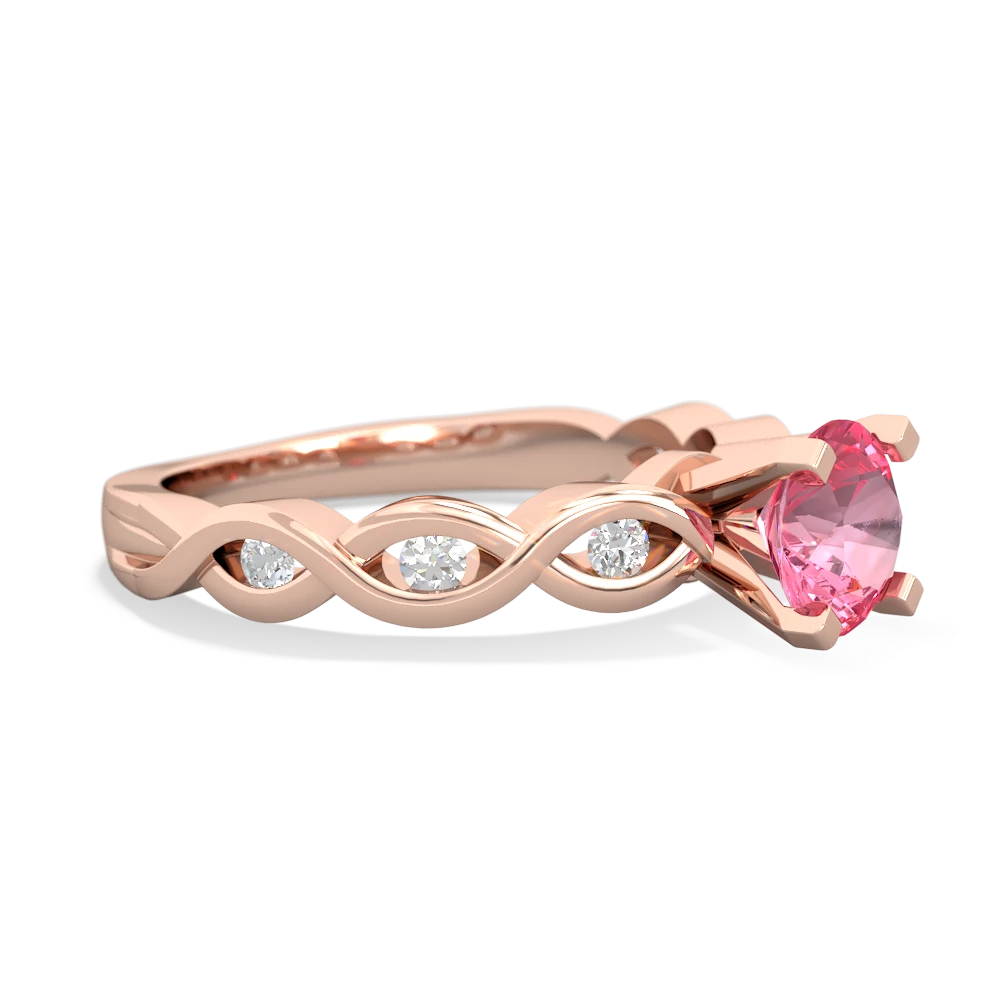 Lab Pink Sapphire Infinity 6Mm Round Engagement 14K Rose Gold ring R26316RD