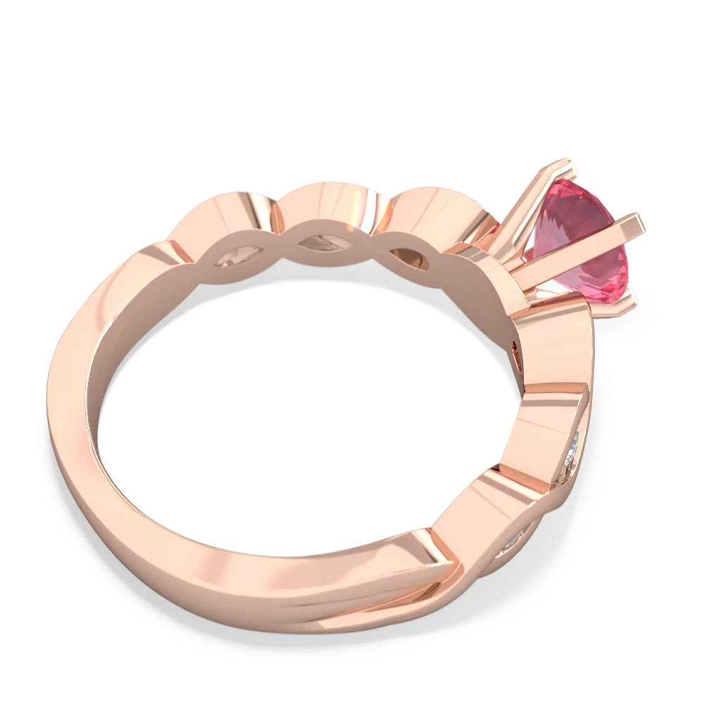 Lab Pink Sapphire Infinity 6Mm Round Engagement 14K Rose Gold ring R26316RD